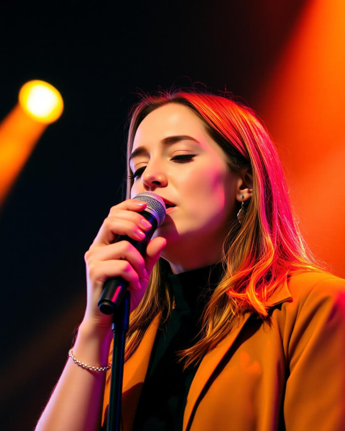 Vibrant stage lighting at an outdoor concert
