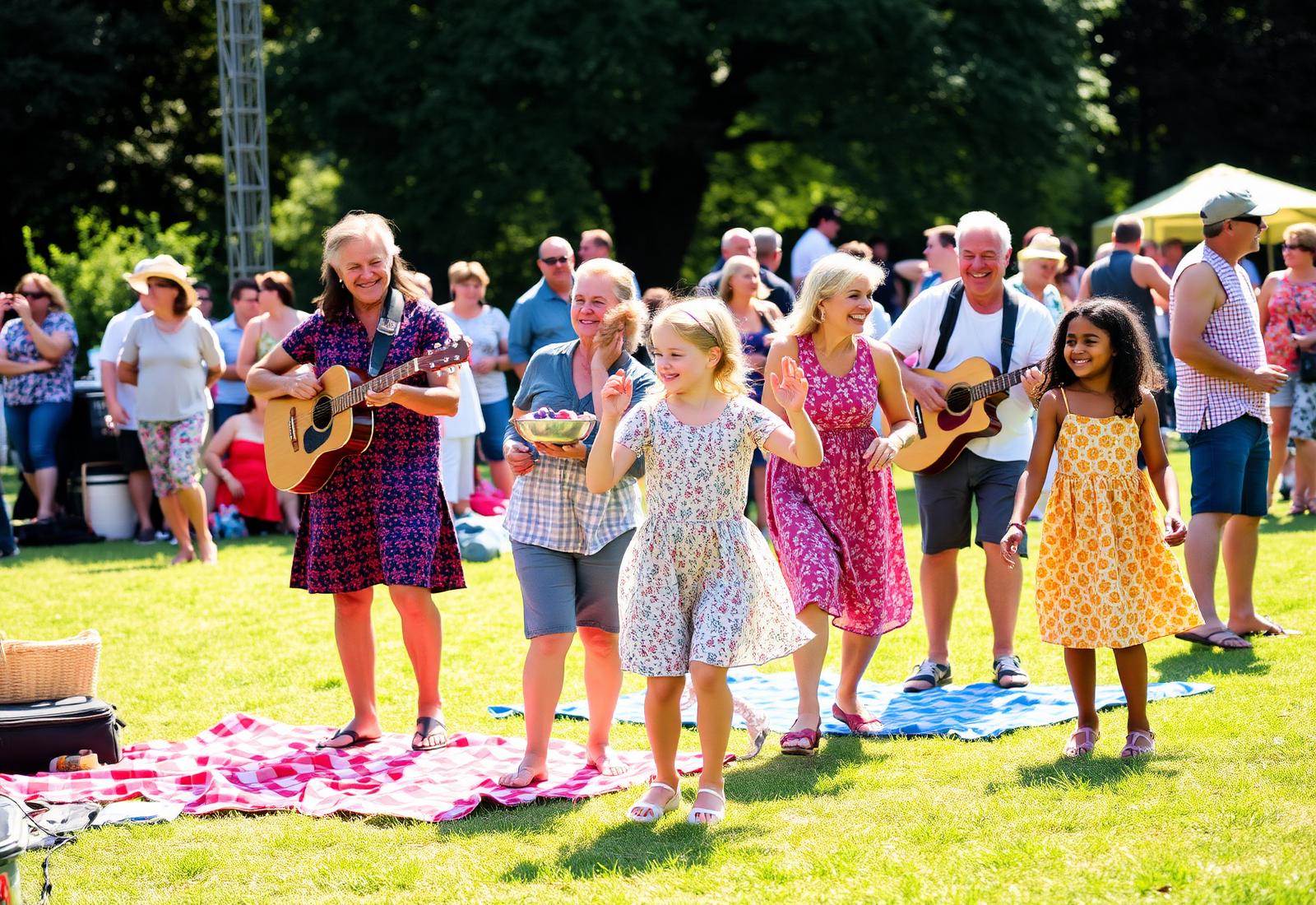 Family laughing at a festival